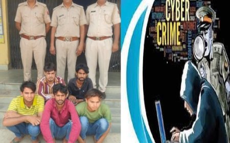 5 साइबर ठग गिरफ्तार:9 एन्ड्रॉयड मोबाईल फोन,6 बैंक पासबुक, 2 एटीएम कार्ड,1 पेटीएम कार्ड, एक ट्रेक्टर फार्मट्रेक 60, दो मोटरसाईकिल व 76000रु जब्त