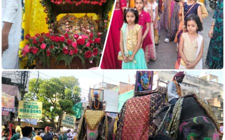 नगर भ्रमण को निकले भगवान लक्ष्मी नारायण, खैरथल में 75 वें स्थापना दिवस पर होंगे धार्मिक आयोजनों की रहेगी धूम