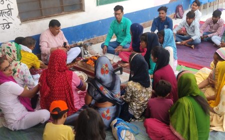 समाज सेवा शिविर के समापन पर्यावरण शुद्धि के लिए किया हवन