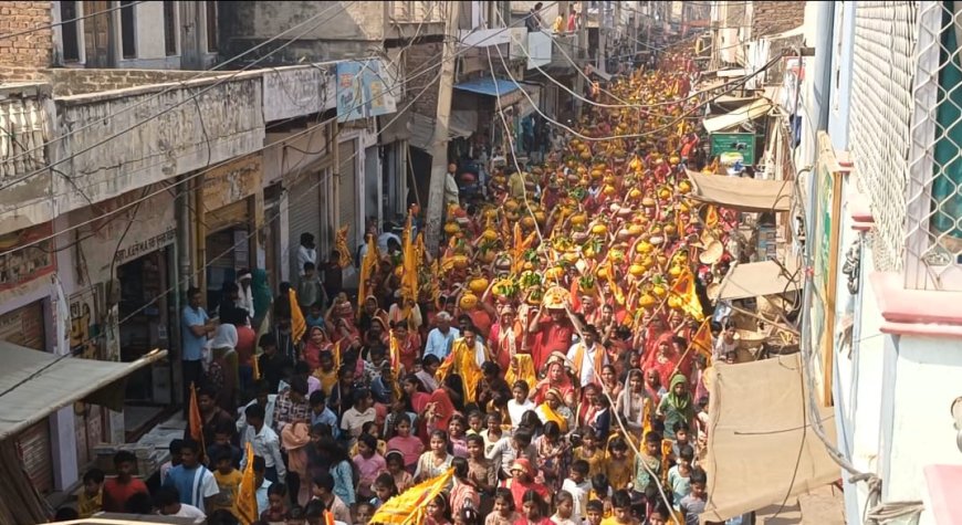 गोविंदगढ़ में श्रीश्याम बाबा की निकली 3100 कलशों की शोभायात्रा, प्राण प्रतिष्ठा के बाद 10 को होगा विशाल भंडारा
