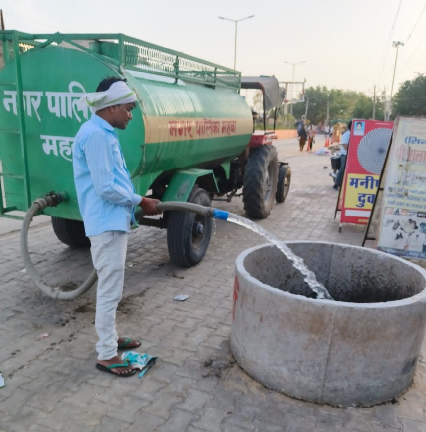 विधायक राजेंद्र प्रधान  के दिशा निर्देशन में नगर पालिका महुवा ने गायों के लिए हरा चारा पानी की जगह-जगह पॉइंट बनाकर की व्यवस्था