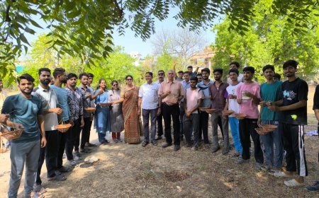 माणिक्य लाल वर्मा राजकीय महाविद्यालय मे 30 पौधे लगाने के साथ ही परिण्डे बांधे  भारत विकास परिषद एवं सुमंगल सेवा संस्था की पहल