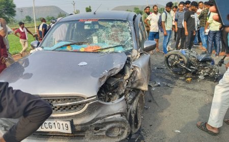 कार व बाईक की आमने-सामने भिड़ंत में एक जने की मौके पर हुई दर्दनाक मौत