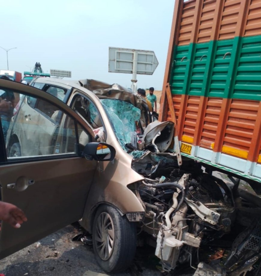 हरियाणा में कैंटर के पीछे टकराई कार:  3 महिलाओं समेत 4 की मौत