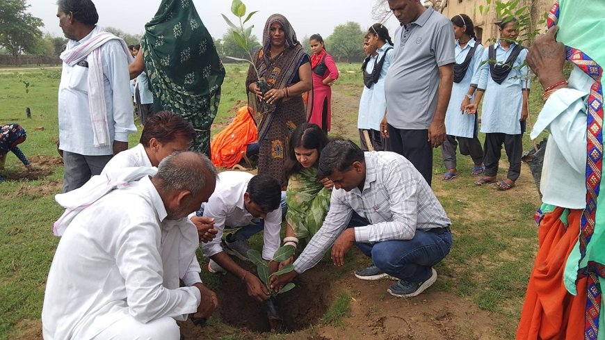 राजकीय उच्च माध्यमिक विद्यालय अजबपुरा में अमृत महोत्सव :एक वृक्ष देश के नाम कार्यक्रम के तहत् लगाए गए 500 पौधें