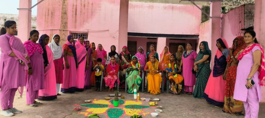 गोविन्दगढ़ के आंगनबाड़ी केंद्र पर गर्भवतियों की हुई गोद भराई, मनाया गया प्रवेशोत्सव