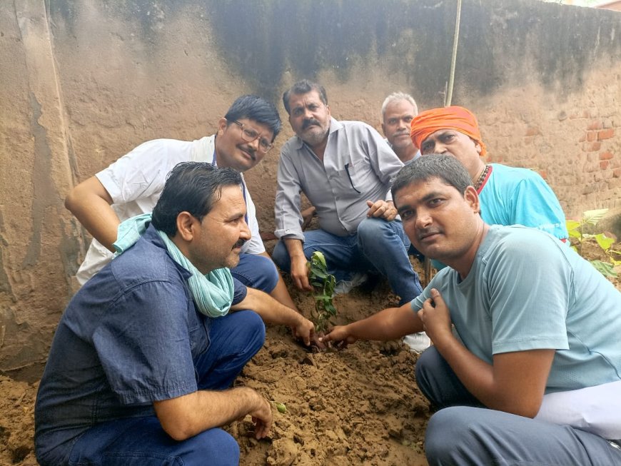 एक पेड़ मां के नाम अभियान के तहत किया पौधारोपण , देखभाल करने का लिया संकल्प