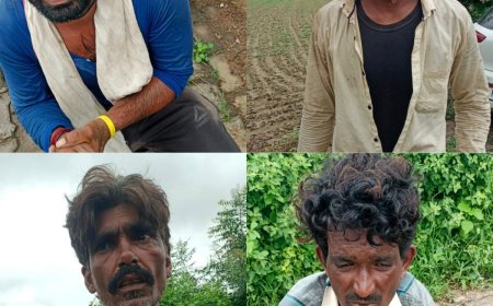 गौवंश को गाड़ी मे भरते हुए चार लोगो को ग्रामीणो ने पकड़ा,  पुलिस को सौंपा