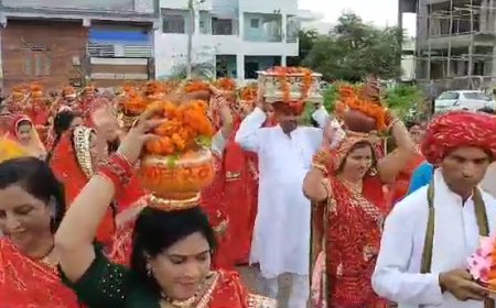 51 कलश यात्रा के साथ ही शुरू हुई सात दिवशीय श्रीमद्भागवत कथा,रमा विहार में मेघ मल्हार की फुँवार के बीच बह रही भक्ति की रसधार