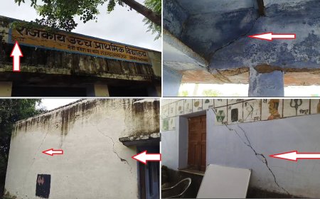 हो सकता है कभी भी बड़ा हादसा विद्यालय भवन हुआ जर्जर