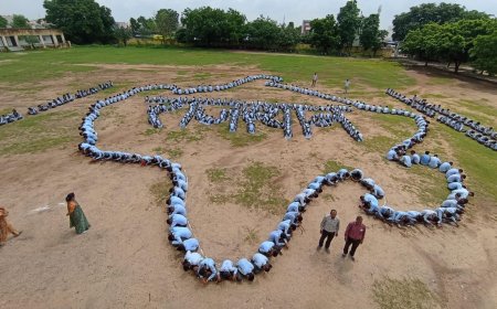 छात्र, छात्राओं की श्रृंखला से बनाया आकर्षक राजस्थान