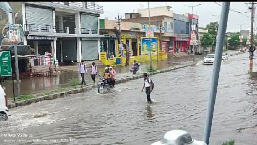 उदयपुरवाटी में जमकर हुई बरसात ,जगह-जगह भरा बरसात का पानी