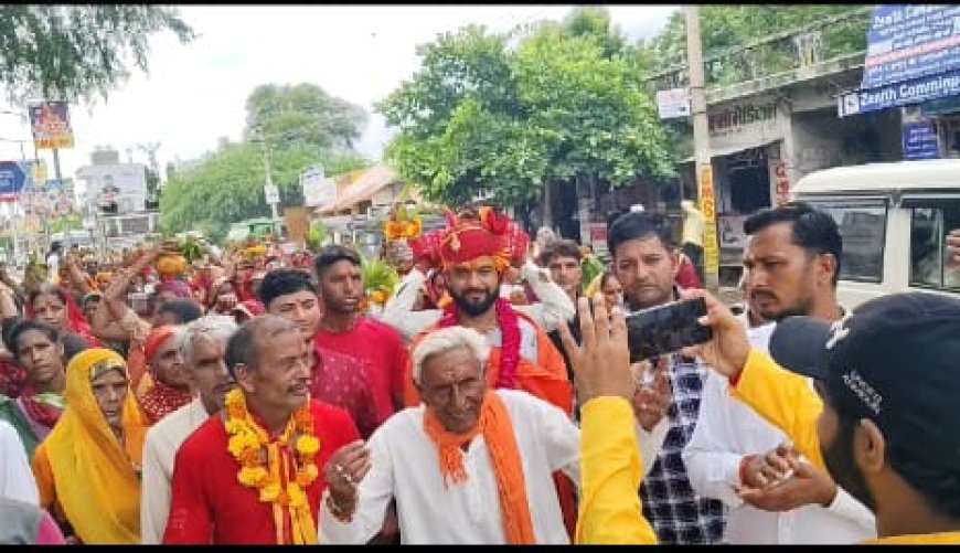 सांवरिया सेठ मंदिर में श्रीमद् भागवत श्याम कथा का हुआ आगाज ,महिलाओं द्वारा कस्बे में निकाली गई  कलश यात्रा