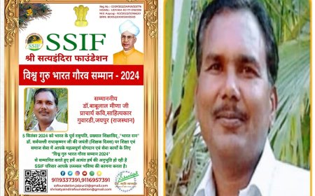 शिक्षक दिवस पर डॉ मीणा का हुआ सम्मान,विश्व गुरु भारत गौरव सम्मान से सम्मानित हुए