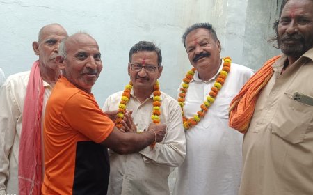 ओम बिरला के पुनः स्पीकर बनने पर गढबोर चारभुजा पदयात्रा कर रहे बैरागी का किया गुरला में स्वागत