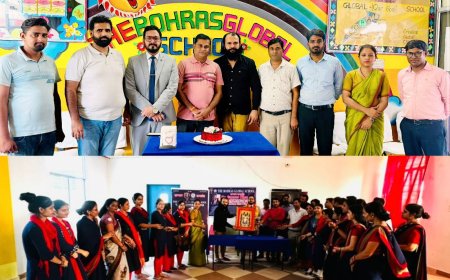 महुवा के द बोहराज ग्लोबल स्कूल में डॉ गौरव खन्ना को राष्ट्रीय शिक्षक गौरव रत्न मिलने पर किया सम्मान