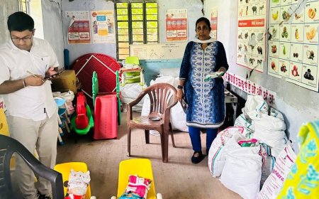 जिला कलेक्टर  ने पावटा में आंगनबाड़ी केंद्र तथा अन्नपूर्णा रसोई का किया औचक निरीक्षण