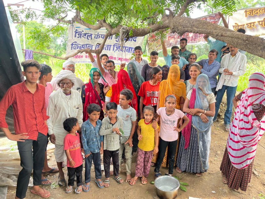 जिंदल के विरोध में जालिया गांव के किसानों का धरना 84 वे दिन भी जारी