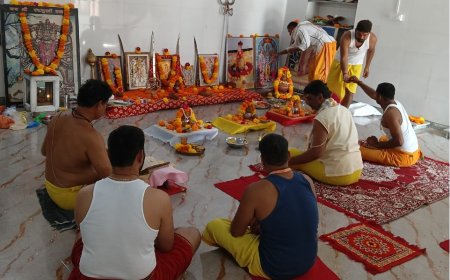 उपनगर पुर के नीलकंठ महादेव मंदिर में घट स्थापना के साथ ही नवरात्रि की शुरुआत
