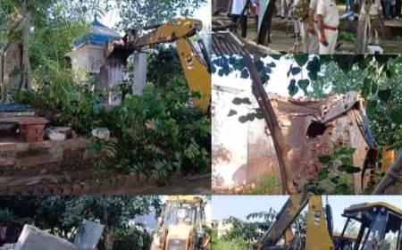 जसवंत मेला ग्राउंड की वेशकीमती जमीन पर मंदिर बनाकर किए अतिक्रमण को प्रशासन द्वारा हटाया