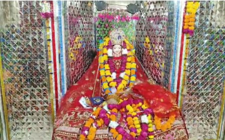 नवरात्र के चलते हुए अलवर की पहाड़ियों पर स्थित प्राचीन करणी माता मंदिर पर क्षृद्वालुओं का दर्शनों के लिए तांता