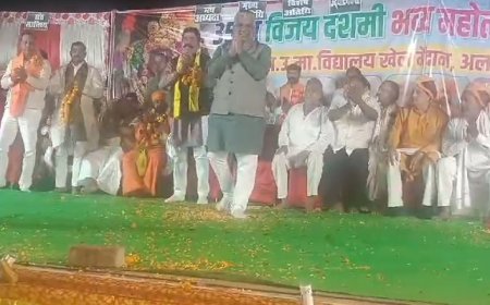 केंद्रीय मंत्री भूपेंद्र यादव सहित भाजपा के अनेक नेता अलावडा दशहरा मेले में पंहुचे