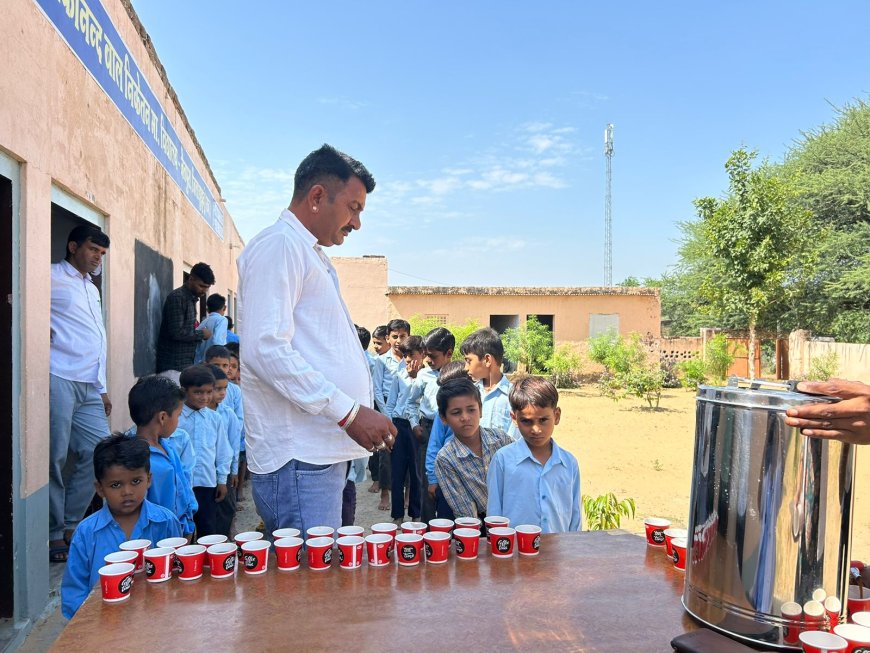 जैतपुरा में विद्यार्थियों को पिलाया गया रोगप्रतिरोधक काढ़ा