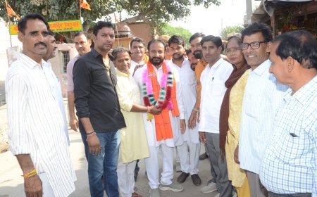 भाजपा प्रत्याशी सुखवंत सिंह ने दीपावली की राम-राम के साथ-साथ नौगावां क्षेत्र मे किया जनसंपर्क दौरा