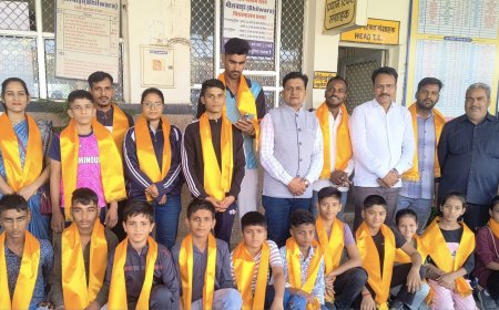 भीलवाड़ा की वुशु टीम का स्वागत सम्मान कर दी विदाई