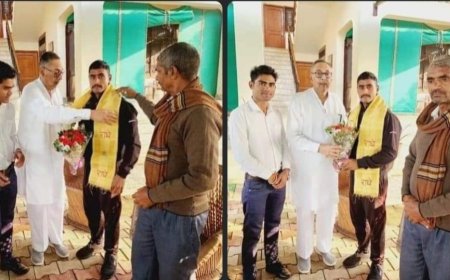 अंतर्राष्ट्रीय सपाट दंड प्रतियोगिता में गोल्ड मेडल विजेता बॉक्सर रामू जाट का पूर्व मंत्री विश्वेंद्र सिंह ने किया स्वागत