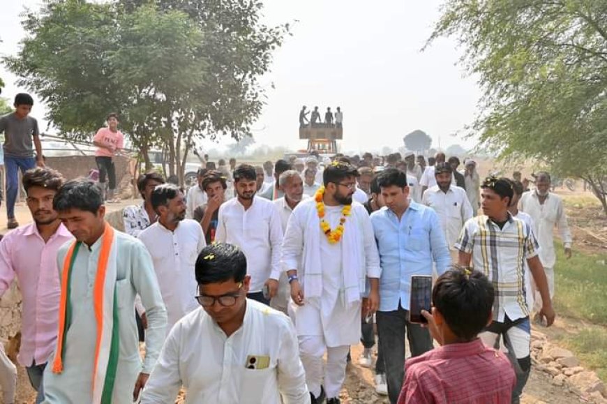 कांग्रेस प्रत्याशी आर्यन जुबेर खान का रामगढ़ कस्बा सहित अन्य कई कस्बों में हुआ  जोरदार स्वागत