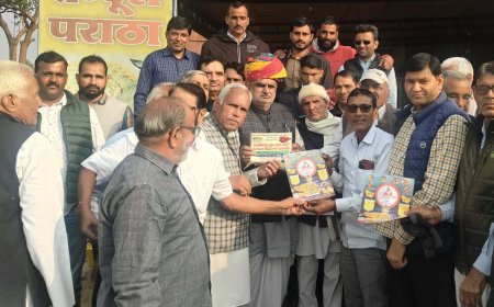 यूडीएच मंत्री झाबर सिंह खर्रा का जोरदार स्वागत ,महाकुंभ प्रयागराज के पोस्टर का हुआ विमोचन