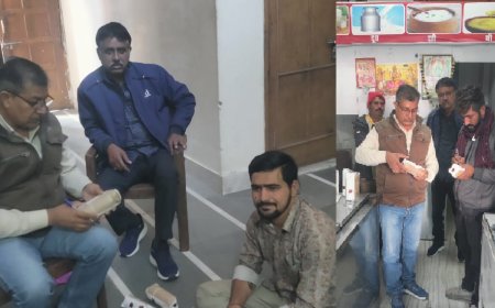 शिवगंज शहर में खाद्य पदार्थ के लिये नमूने.  दूध एवं घी में मिलावट के संदेह शिकायत पर खाद्य पदार्थों के लिये नमूने