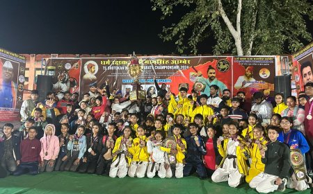 राष्ट्रीय कराटे  प्रतियोगिता मे तंवर के नेतृत्व वाली राजस्थान टीम प्रथम