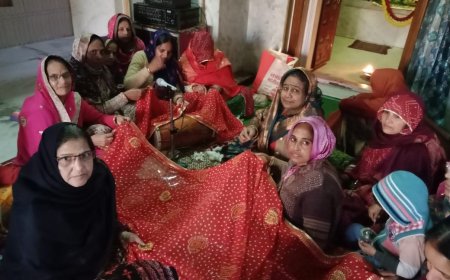 केशवराय जी के मंदिर में महिलाओं ने लगाई मां शाकंभरी की चुनडी के बूटियां