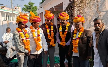 नाडोल नवनियुक्त युवा सरंक्षक खेलकूद अध्यक्ष व सयोंजक का माला-साफा पहनाकर किया स्वागत सम्मान