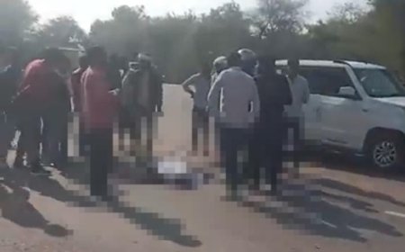 राजगढ़-बांदीकुई मेगा हाईवे पर सड़क दुघर्टना में एक की मौत, घटना स्थल पर भारी भीड़ जमा