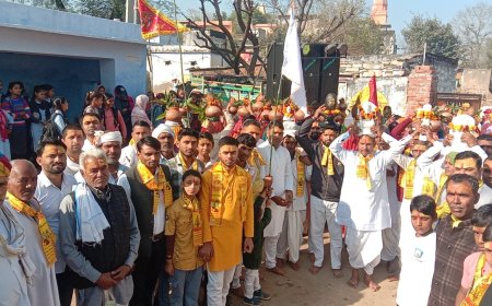 डुंगरी वाला बास में कलश यात्रा से शिव पंचायत प्राण प्रतिष्ठा महोत्सव का आगाज