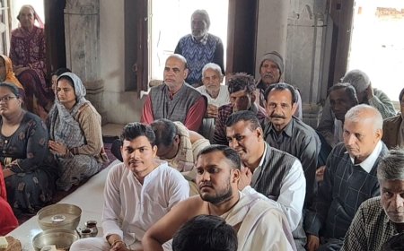 श्री जैन श्वेताम्बर पल्लीवाल संभवनाथ जैन मंदिर पर छठी वार्षिक ध्वजा चढ़ाई