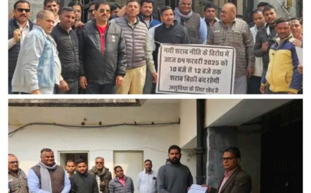 शराब के ठेकेदारों ने नई आबकारी नीति के विरोध में दुकानें रखी बंद, सौंपा ज्ञापन