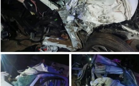 ट्रेलर और कार में हुई भीषण भिड़ंत में तीन लोगों की मौत