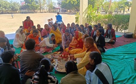 विद्यालय परिवार ने बनाया, सरस्वती मंदिर आज हुई मूर्ति स्थापना