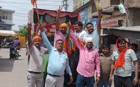 दिल्ली विधानसभा चुनाव में भाजपा की जीत पर कार्यकर्ताओं ने मनाया जश्न