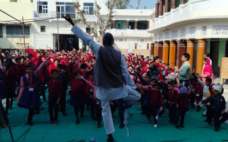 चिल्ड्रन  एकेडमी खेरली में योग सत्र का आयोजन