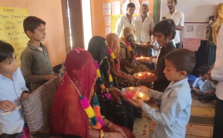 मातृ-पितृ दिवस मनाकर बच्चों ने अभिभावकों का पूजन किया