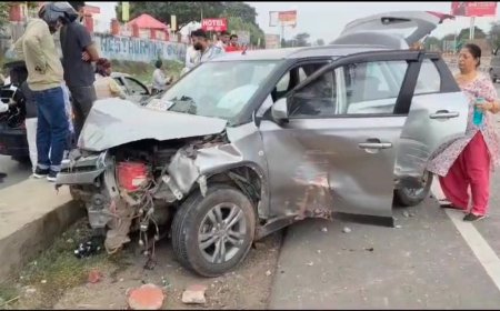 नेशनल हाईवे  21 पर  फिल्मी अंदाज में डिवाइडर से कूदते हुए हाईवे के दूसरी तरफ आ गई कार