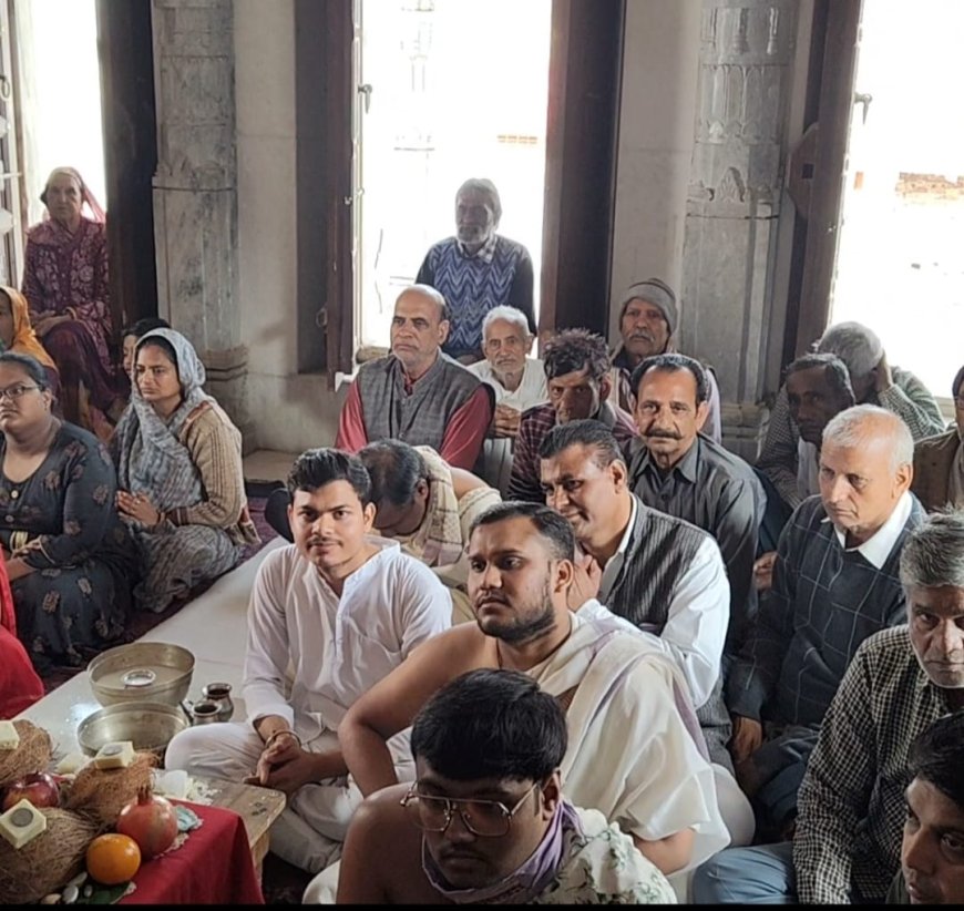 श्री जैन श्वेताम्बर पल्लीवाल संभवनाथ जैन मंदिर पर छठी वार्षिक ध्वजा चढ़ाई