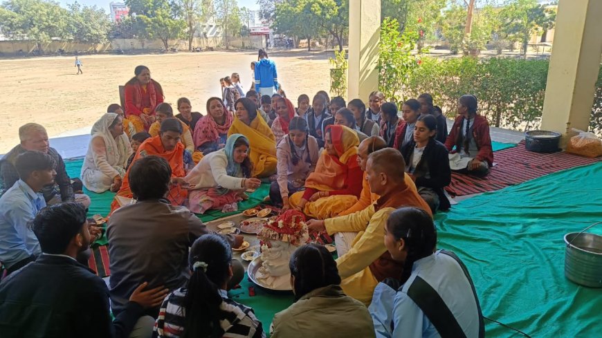 विद्यालय परिवार ने बनाया, सरस्वती मंदिर आज हुई मूर्ति स्थापना