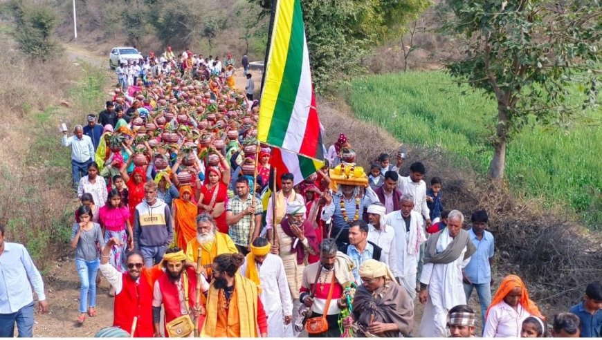 भागवत सप्ताह ज्ञान यज्ञ का शुभारंभ: जामडोली मे निकली कलश यात्रा