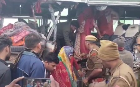 महाकुंभ से लौट रही बस ट्रक से टकराकर पलटी,घायलों को दौसा जिला अस्पताल में कराया भर्ती